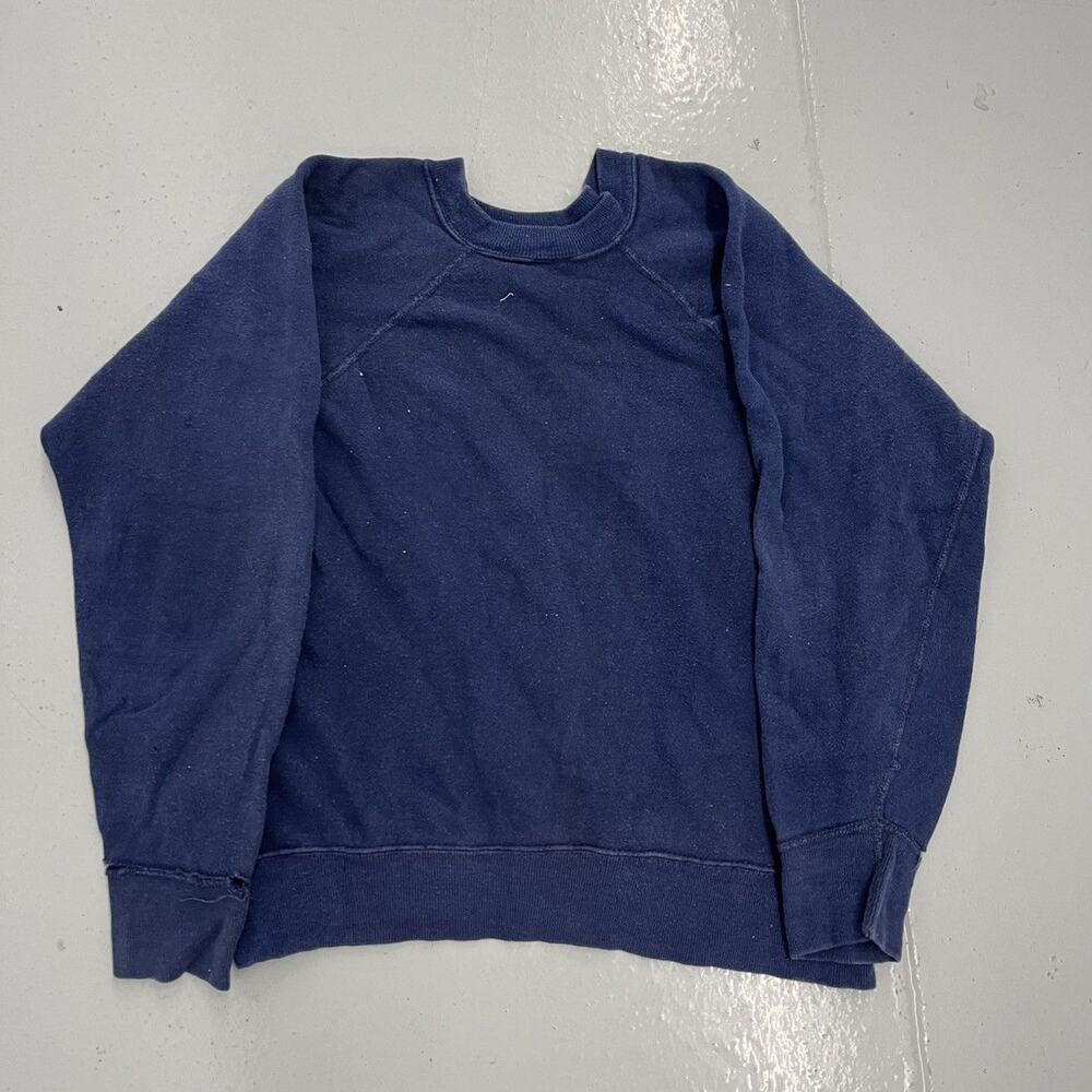 Vintage 60s Navy Cotton Blank Boxy Raglan Sweatshirt